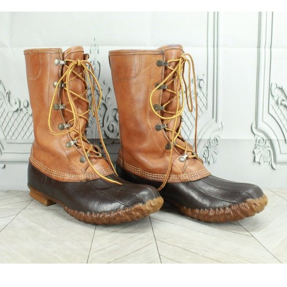 LL Bean Brown Leather Waterproof Insulated Hunting Duck Boots Size 7 N - Picture 3 of 8